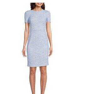 Calvin Klein Tweed Sheath Dress Size 4 Career Professional Blue